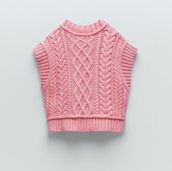 Pink cable knit vest Clearance